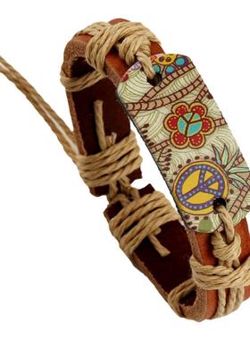 时尚手环男简约饰品麻绳编织牛皮