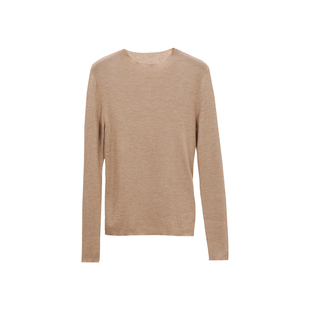 HONRN/红人修身圆领套头长袖绵羊毛针织衫上衣女春秋HI33OM134