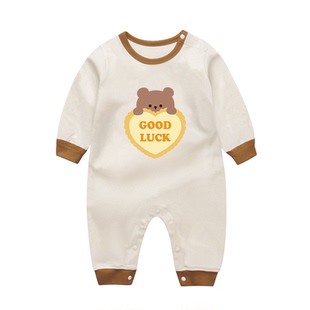 男童秋季连体衣小女童宝宝纯棉长袖爬服新生儿婴儿0-2岁哈衣睡衣