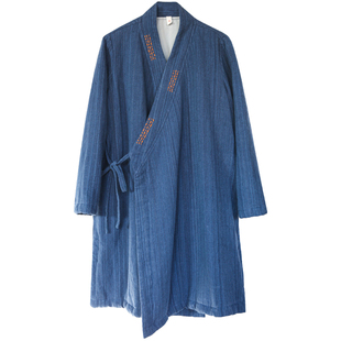 古石后原创布衣棉服外套女冬季棉麻土布中长款禅意风夹棉改良汉服