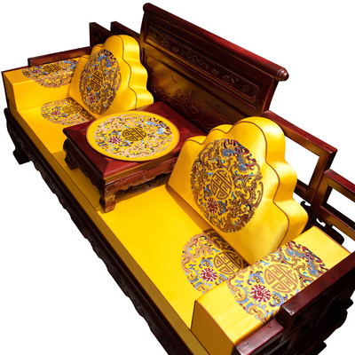 红木沙发坐垫中式罗汉床垫五件套