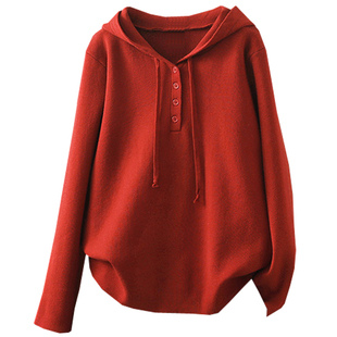 春秋冬大码200斤新款休闲连帽卫衣针织衫胖mm宽松显瘦打底衫毛衣