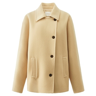 【季末折扣】欧时力 100%羊毛双面呢外套中长款保暖休闲秋冬新品