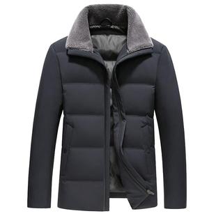 鸭鸭羽绒服男士2025年新款短款潮流帅气翻领商务中老年修身外套A