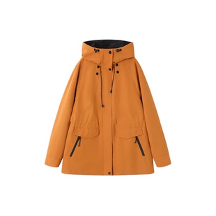 XWI欣未呼吸感轻户外一手长外套女春季抽绳收腰拼色连帽休闲上衣