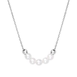 WithLove 18K金日本Akoya海水珍珠微笑项链蹦迪珠可调节锁骨链女