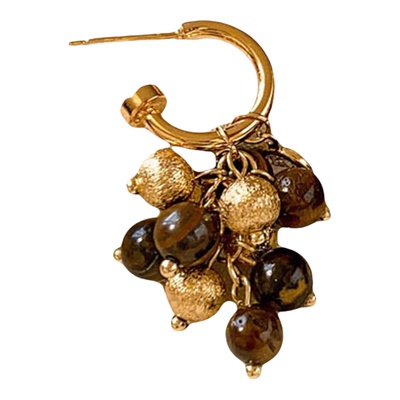 咖色葡萄串珠耳环女氛围感美拉德