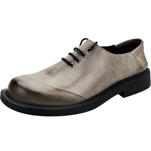 皮鞋男真皮透气商务休闲鞋潮流百搭大头男鞋青年复古时尚低帮鞋子