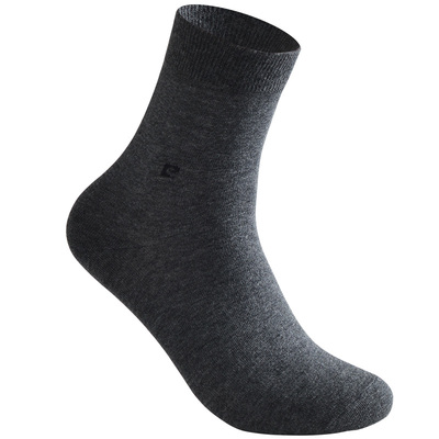 皮尔卡丹男袜纯棉四季长筒黑色