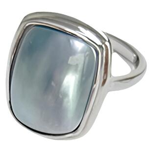 《方寸之幽》蓝色海水马贝珍珠S925纯银可掰扣吊坠耳钉戒指套装