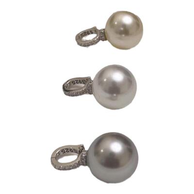 施家单颗澳白珍珠单吊坠S925项链