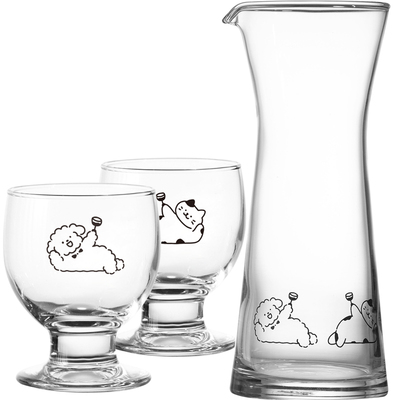 原创举杯小狗玻璃酒杯分酒器酒具