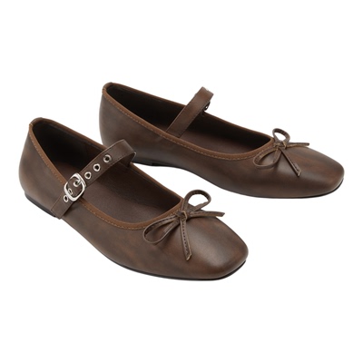 CIDER方头蝴蝶结装饰针扣玛丽珍平底鞋女装114884185