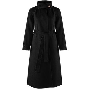 LAGOGO大女主立领黑色全羊毛大衣拉谷谷2025冬新款长款双面呢外套