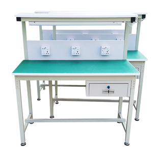 防静电工作台工厂检测台车间流水线品检操作台实验台双层带灯桌子