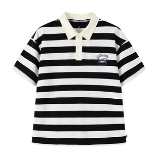 NAUTICA童装男童女童短袖POLO衫夏季儿童条纹T恤重磅透气复古休闲