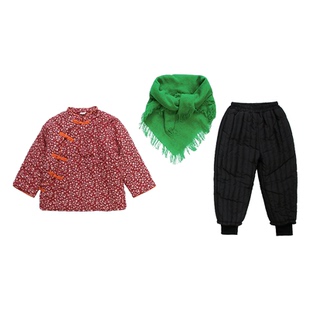 女小童东北土潮碎花棉花大花袄棉衣棉袄两件套女宝宝冬装夹棉唐装