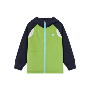 多多家男童连帽外套2025春秋新款儿童拼接撞色男孩印花休闲上衣潮