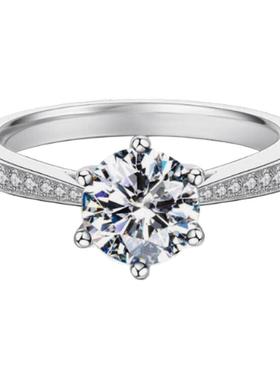 一克拉六爪仿真钻戒结婚对戒