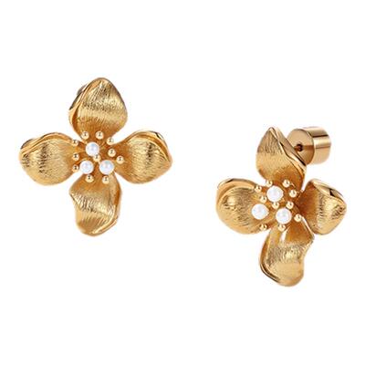 RC金丝四瓣花耳环高级感