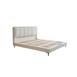 床现代简约榉木床高箱储物收纳床双人大床薄床头小户型主卧真皮床