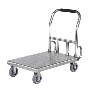 不锈钢平板车加厚手推车四轮平板车小推车搬运车推货车拖车送货车