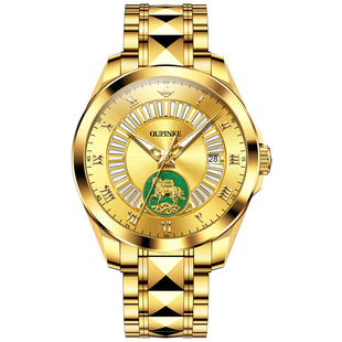 手表男士机械表全自动马年生肖款真金镶玉防水正品高档腕表送礼物