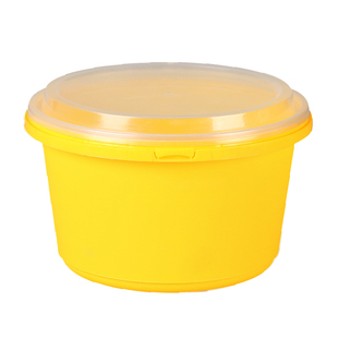 一次性餐盒圆形高档外卖防盗打包盒带锁扣粉面汤碗直桶套装可定制