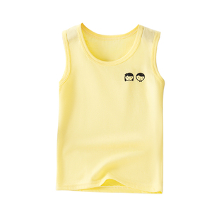 儿童背心男童夏季薄款纯棉女童睡衣女孩白色蓝色粉色汗衫男孩跨栏