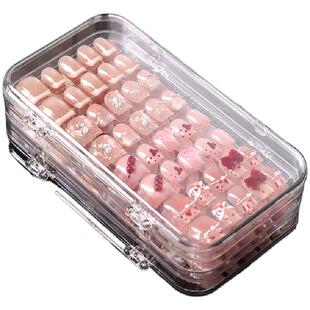 穿戴甲收纳盒大容量美甲透明盒子三折叠饰品贴片收纳册甲片收纳盒