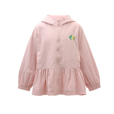 优露暗纹条纹儿童连帽风衣外套