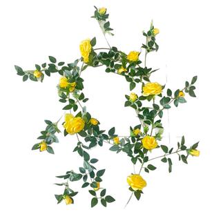 网红黄玫瑰花墙 玫瑰的故事 仿真花藤餐饮店民宿景区造景装饰花艺