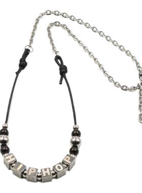 张艺兴街舞同款方块嘻哈定制项链