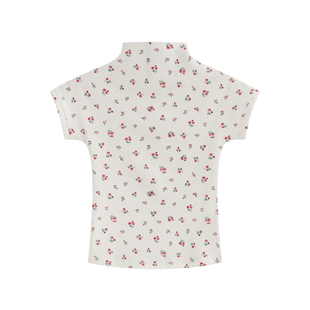 王润SOHANA24碎花波点法式经典小高领优雅辣妹显瘦纯欲大弹力T恤