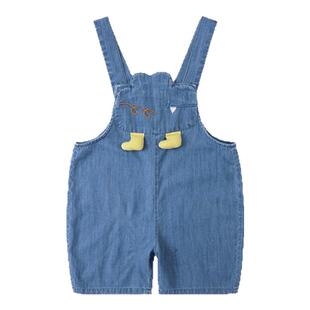 DUDUJIA儿童背带裤夏季新款男童五分裤卡通宝宝裤子男宝短裤夏款3