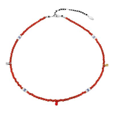 mfow天然石招财虎眼石串珠2025新品夏季原创度假风项链