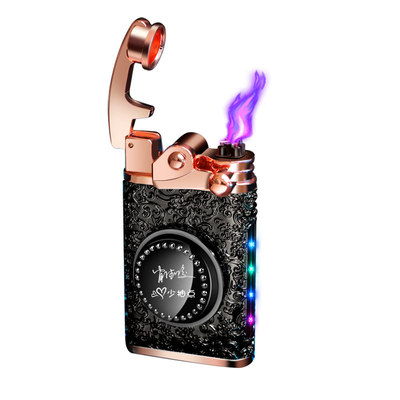 彰显男人品味浮雕打火机防风充电