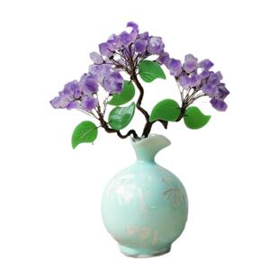 天然紫晶簇大颗粒发财摇钱树家居客厅玄关摆件招财水晶树创意摆件