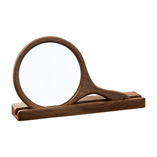 家用木质边框手持化妆镜便携梳妆台装饰镜子桌面侧放设计不占空间