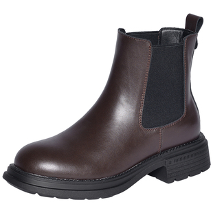 REEMOOR睿慕2025新款短靴切尔西靴英伦风底增高舒适烟筒靴短靴女