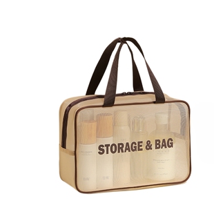 新款网纱透明化妆包大容量旅行出差洗漱包手提便携化妆品收纳袋