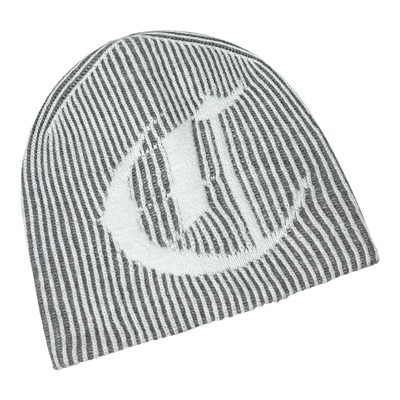 韩国提花条纹字母双面戴针织帽子