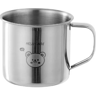 沃德百惠304不锈钢儿童喝水杯子幼儿园口杯家用敞口牛奶杯小茶杯