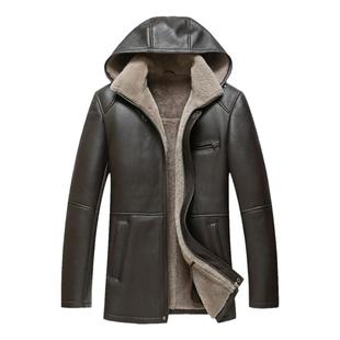 铄金皮毛一体皮衣男士连帽绵羊真皮冬装男装羊毛羊羔毛羊剪绒外套