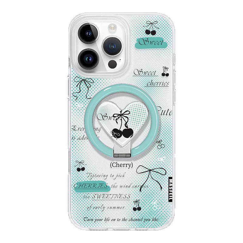 MASFEIL × 薄荷樱桃适用苹果17Promax手机壳新款Ro9磁吸带支架iPhone16Pro保护套14高级感女ip15pm简约超薄