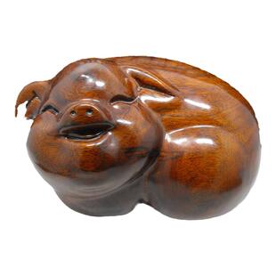 福猪摆件铁梨木实木猪家居客厅铁力木工艺品摆设木雕饰品一对礼品