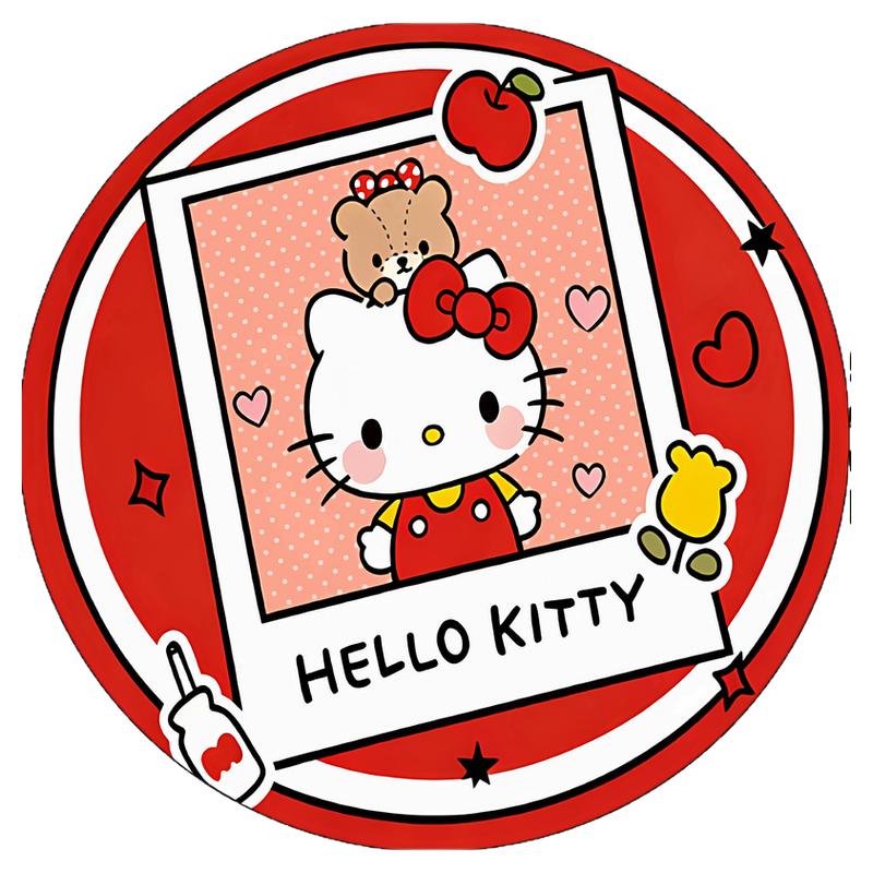 卡通凯蒂猫圆形地毯儿童卧室客厅防滑仿羊绒地垫家用女孩床边四季