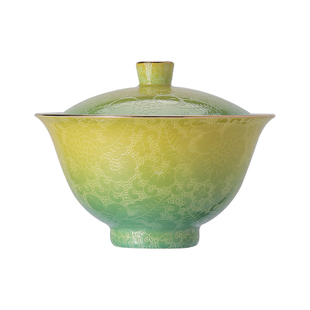 景德镇官方陶瓷茶具年轻人扒花三才盖碗泡茶专用高颜值新年礼物