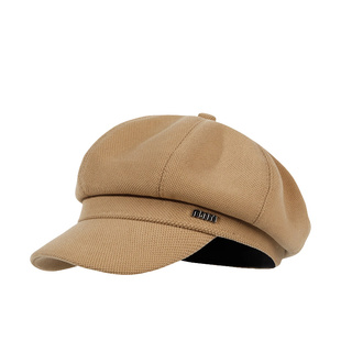 新款贝雷帽女秋冬显脸小鸭舌八角帽大头围法式复古黑色报童帽子潮