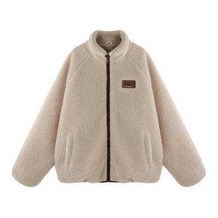 BJHG不计后果贴贴羊羔绒棉服外套冬装男款美式潮牌情侣棉衣上衣女